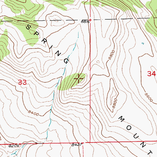 Topographic Map of Spring Mountain, WY