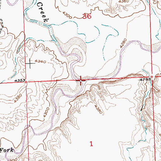 Topographic Map of Middle Fork Fifteenmile Creek, WY