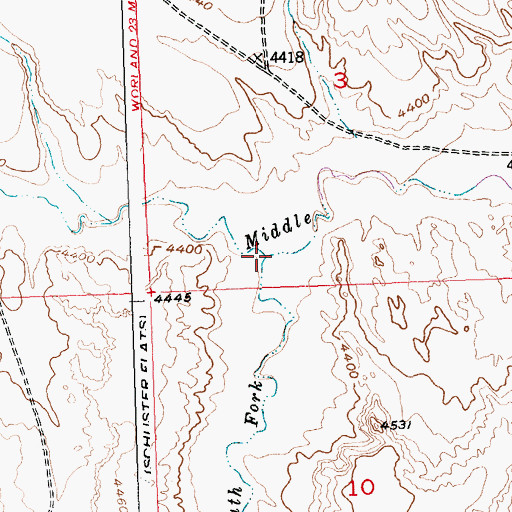 Topographic Map of South Fork Fifteenmile Creek, WY