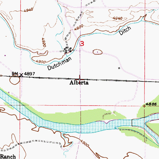 Topographic Map of Alberta, WY