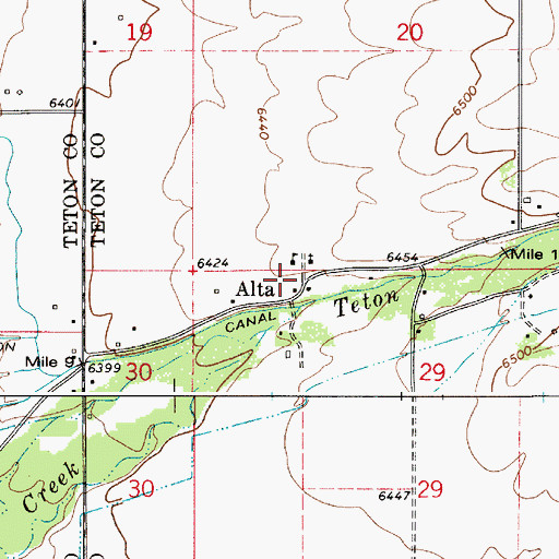 Topographic Map of Alta, WY