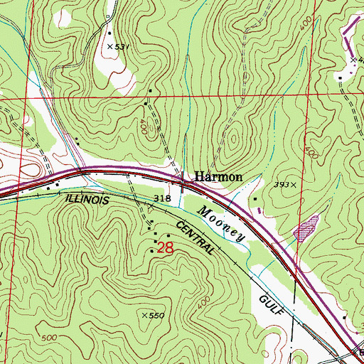 Topographic Map of Harmon, AL