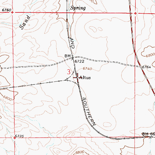 Topographic Map of Altus (historical), WY