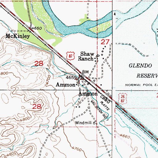 Topographic Map of Ammon, WY