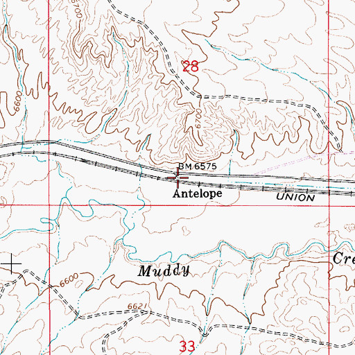 Topographic Map of Antelope, WY