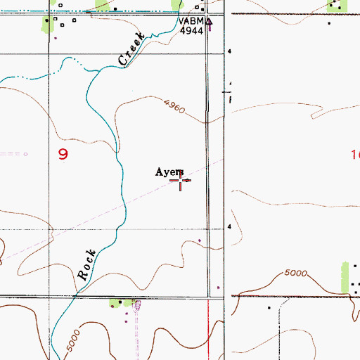 Topographic Map of Ayers (historical), WY