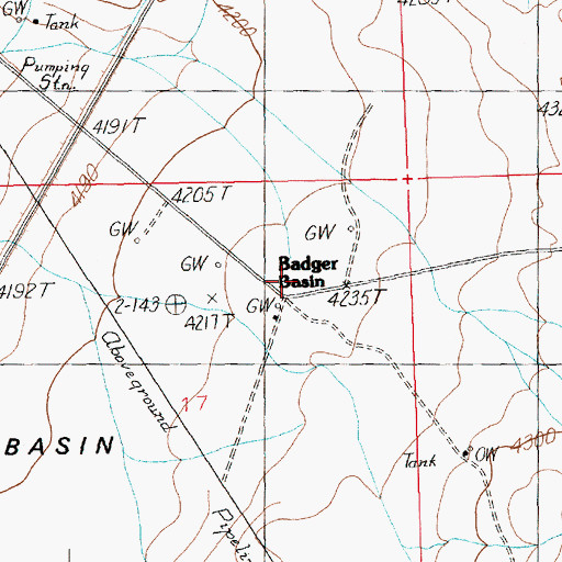 Topographic Map of Badger Basin, WY