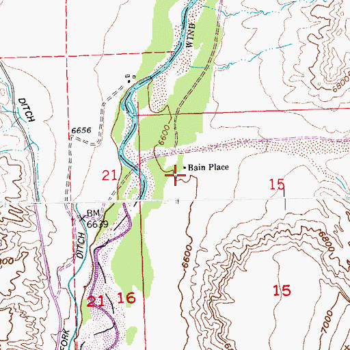 Topographic Map of Bain Place, WY