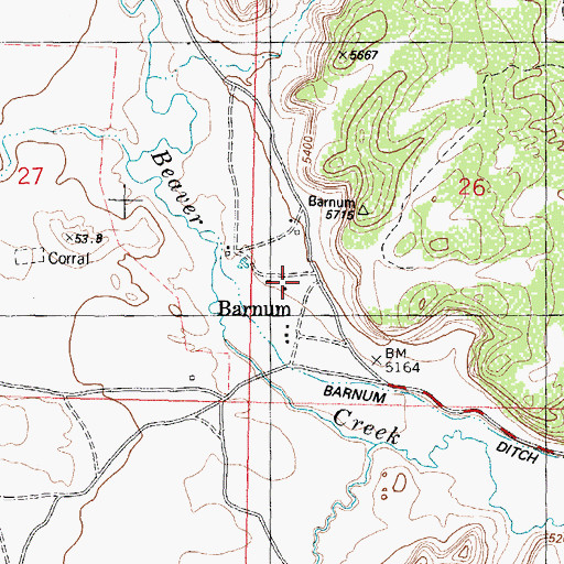 Topographic Map of Barnum, WY