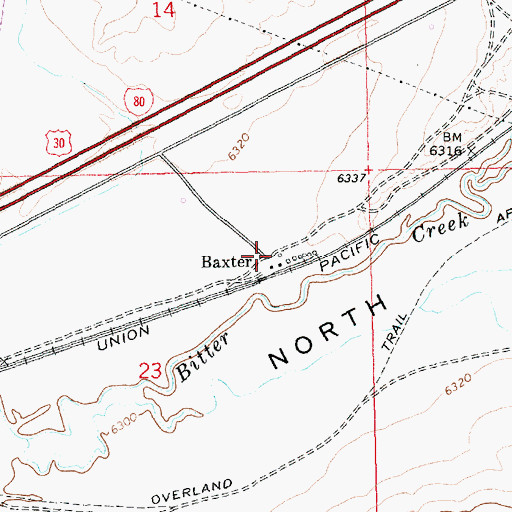 Topographic Map of Baxter, WY