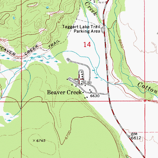 Topographic Map of Beaver Creek, WY