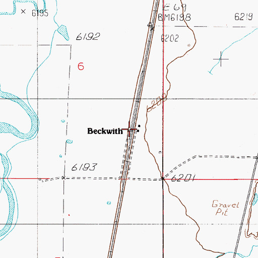 Topographic Map of Beckwith, WY