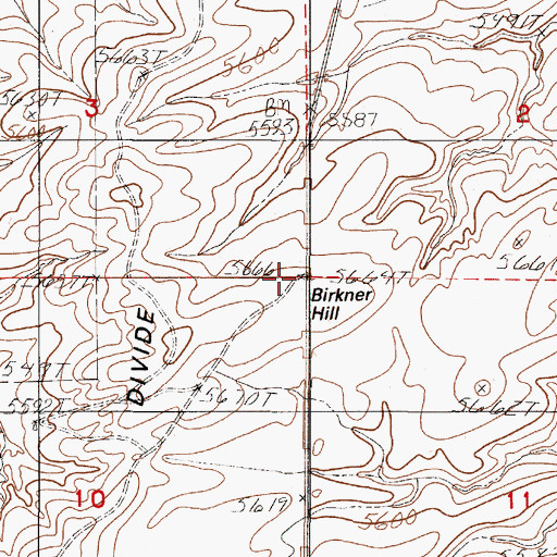Topographic Map of Birkner Hill, WY
