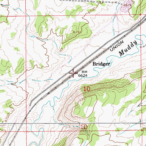 Topographic Map of Bridger, WY