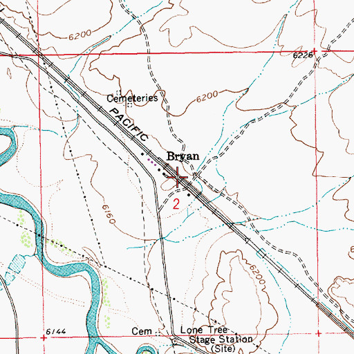 Topographic Map of Bryan, WY