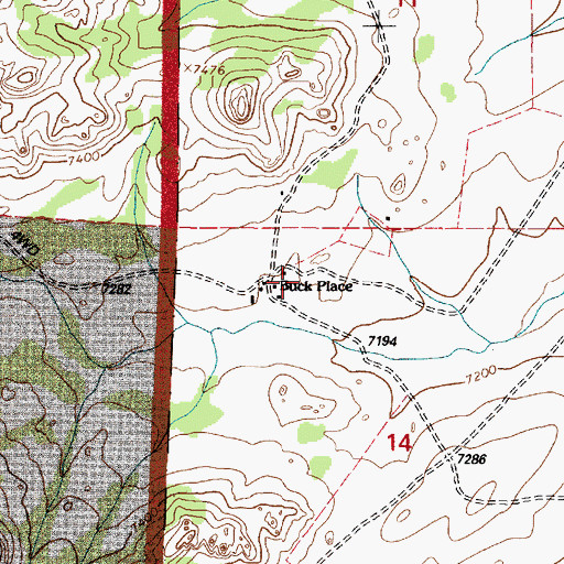 Topographic Map of Buck Place, WY