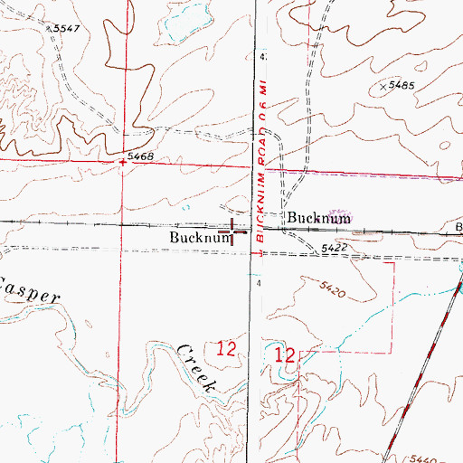 Topographic Map of Bucknum, WY