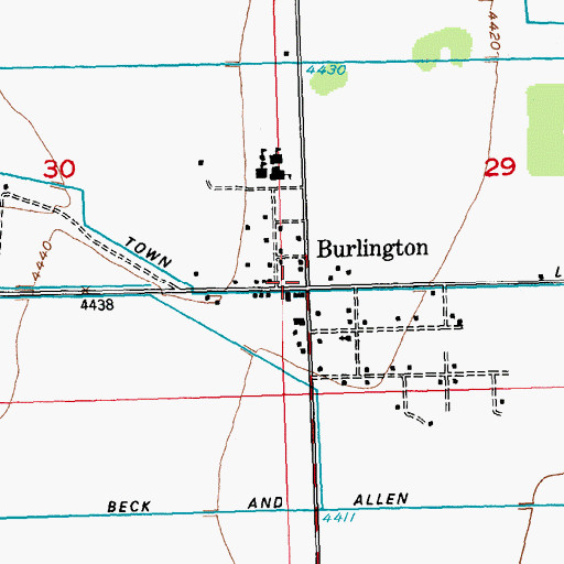 Topographic Map of Burlington, WY