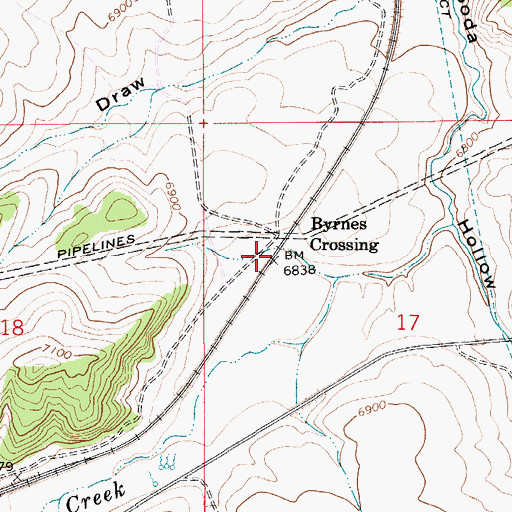 Topographic Map of Byrnes Crossing, WY