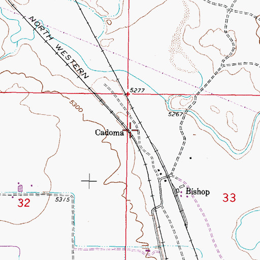 Topographic Map of Cadoma, WY