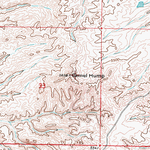 Topographic Map of Camel Hump, WY