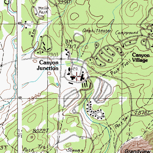 Topographic Map of Canyon Village, WY