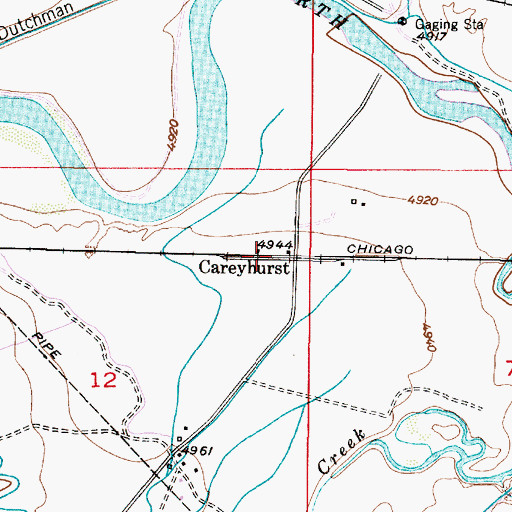 Topographic Map of Careyhurst, WY