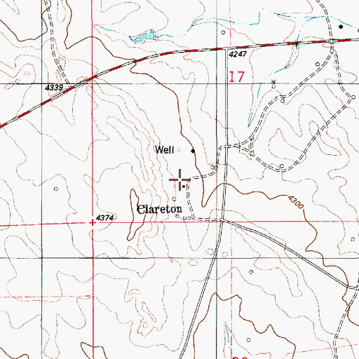 Topographic Map of Clareton (historical), WY