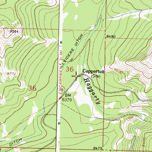 Topographic Map of Copperton (historical), WY
