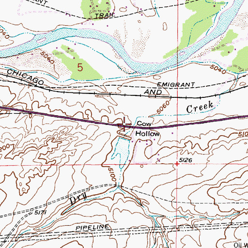Topographic Map of Cow Hollow, WY