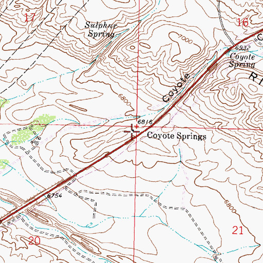 Topographic Map of Coyote Springs, WY