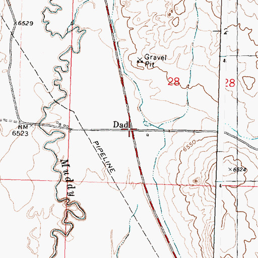 Topographic Map of Dad, WY