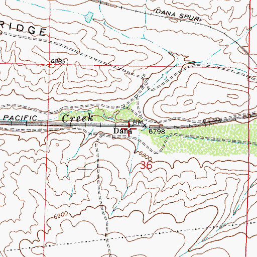 Topographic Map of Dana, WY