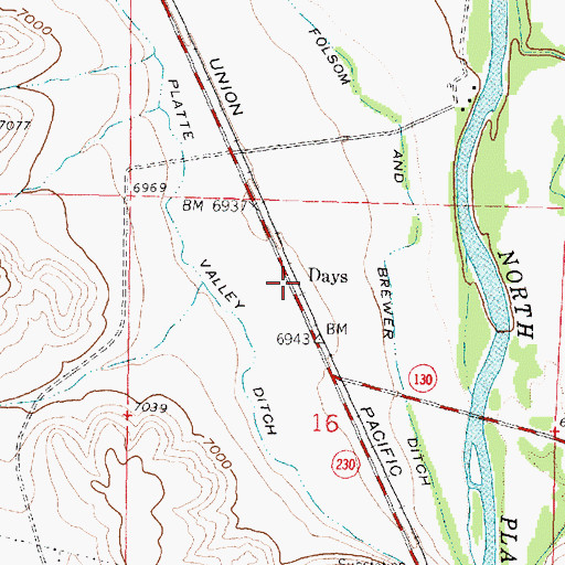Topographic Map of Days, WY