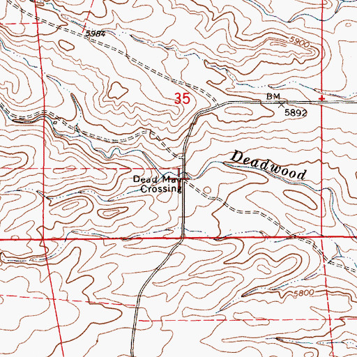 Topographic Map of Dead Man Crossing, WY
