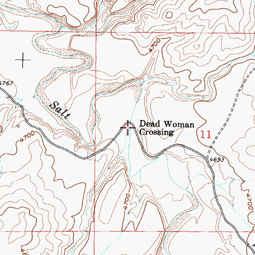 Topographic Map of Dead Woman Crossing, WY