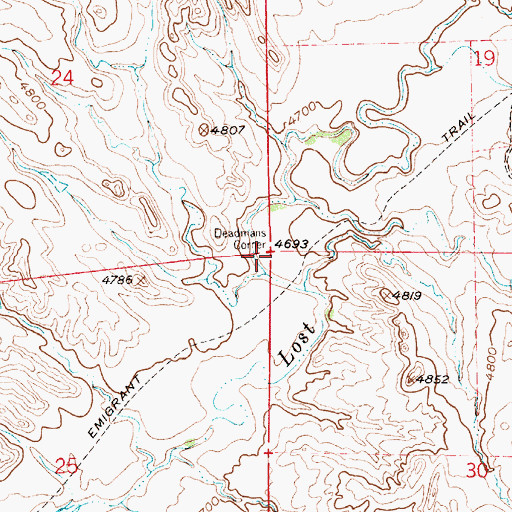 Topographic Map of Deadmans Corner, WY