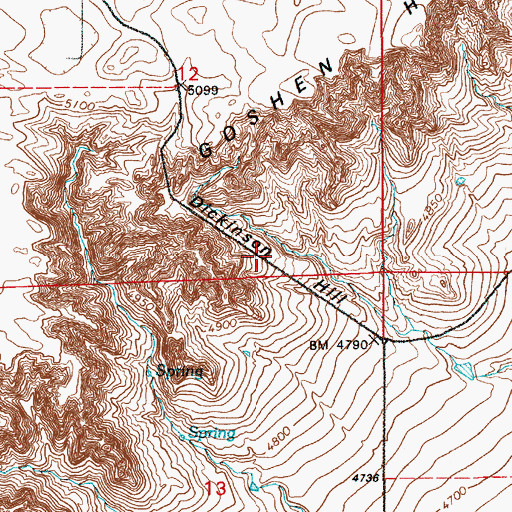 Topographic Map of Dickinson Hill, WY