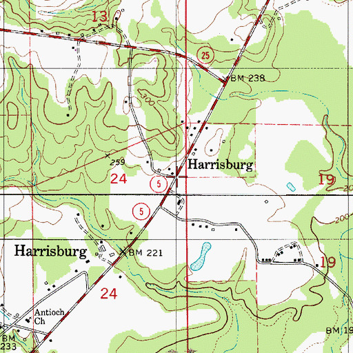 Topographic Map of Harrisburg, AL