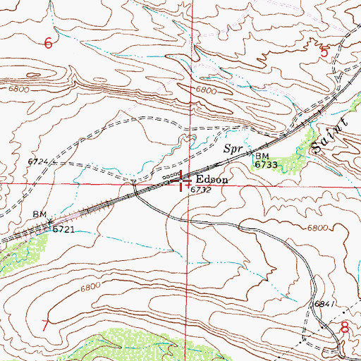 Topographic Map of Edson, WY