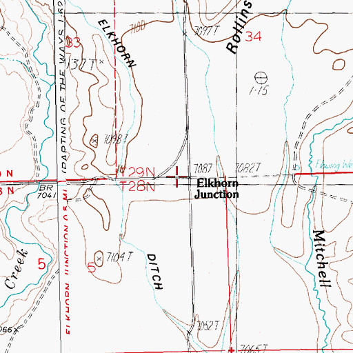 Topographic Map of Elkhorn Junction, WY