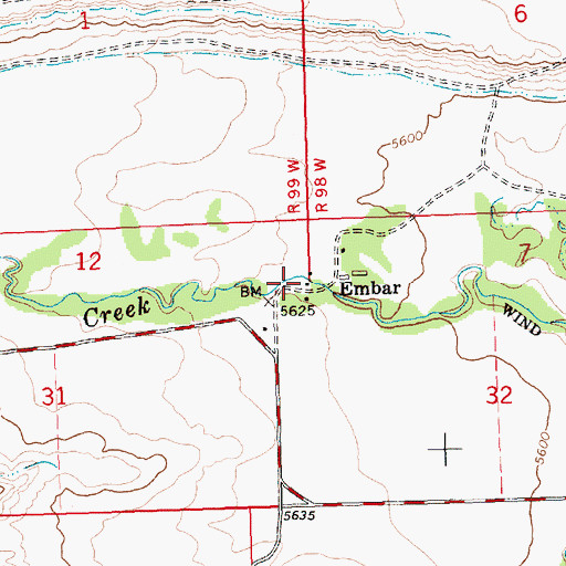 Topographic Map of Embar, WY