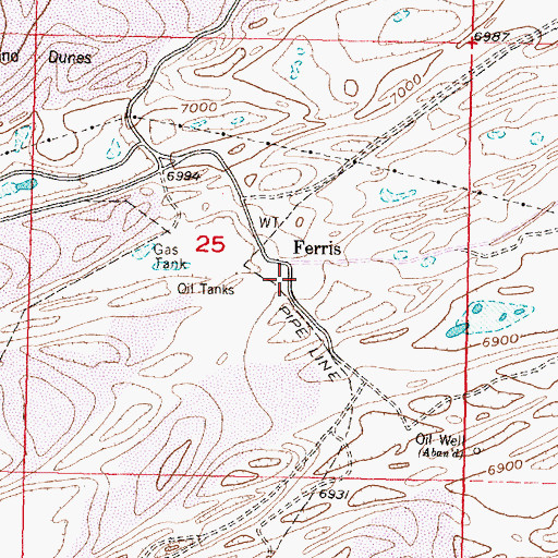 Topographic Map of Ferris (historical), WY