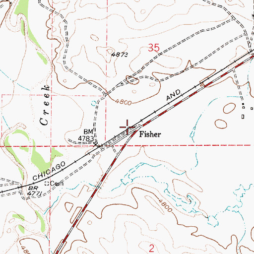 Topographic Map of Fisher, WY