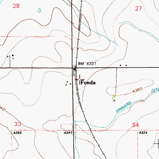 Topographic Map of Fonda, WY