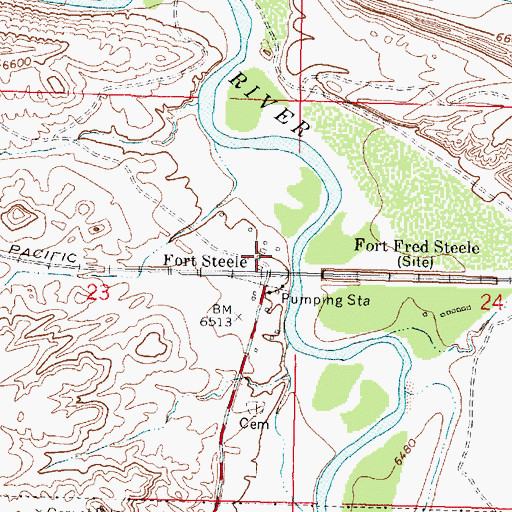 Topographic Map of Fort Steele, WY