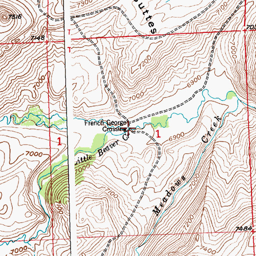 Topographic Map of French George Crossing, WY