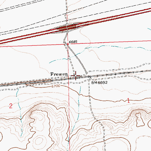 Topographic Map of Frewen, WY