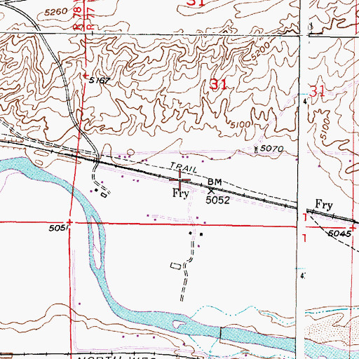 Topographic Map of Fry, WY