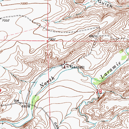 Topographic Map of Garrett, WY